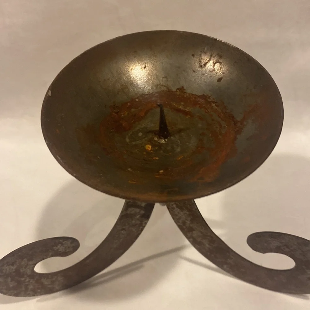 PIER ONE Metal Fleur de Lis Round ball candle holder